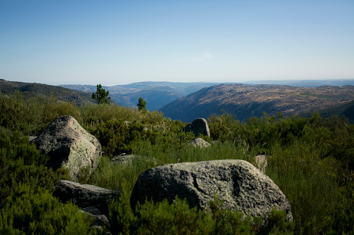 Landscape of the mountains of the Serra da Estrela in Portugal.