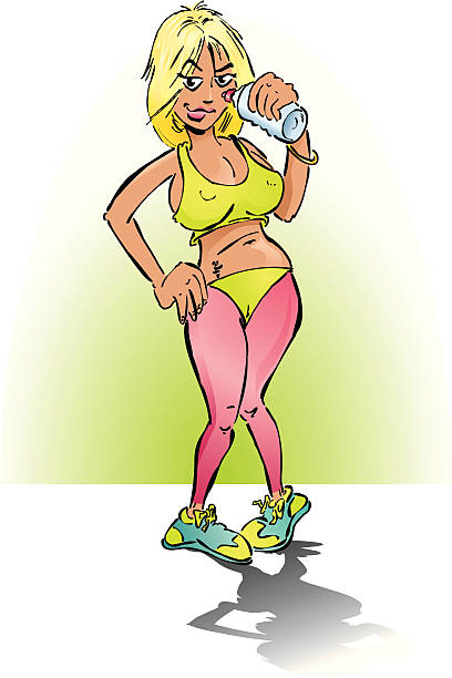 fitness-center sexy aerobic girl vector art illustration