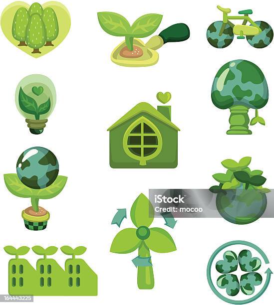 Kreskówka Eco Ikony Ustaw - Stockowe grafiki wektorowe i więcej obrazów Bazgroły - Rysunek - Bazgroły - Rysunek, Bez ludzi, Biologia - Nauka