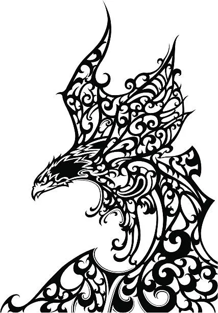 Vector illustration of Eagle tribal design