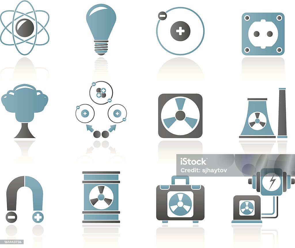 Iconos de energía Nuclear y en el Nuclear - arte vectorial de Abstracto libre de derechos