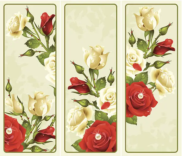 Vector illustration of Vector set of Roses banners