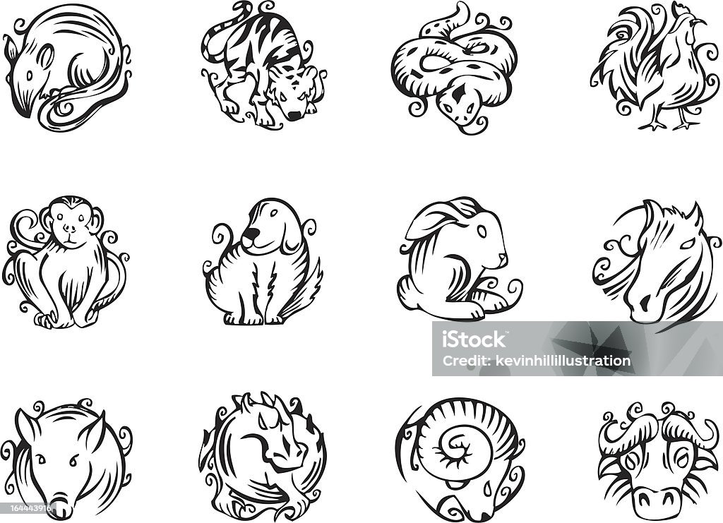 Zodiac chinois - clipart vectoriel de Boeuf sauvage libre de droits