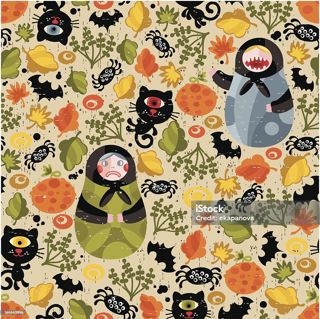 Seamless pattern di matreshka per Halloween. - arte vettoriale royalty-free di Matrioska