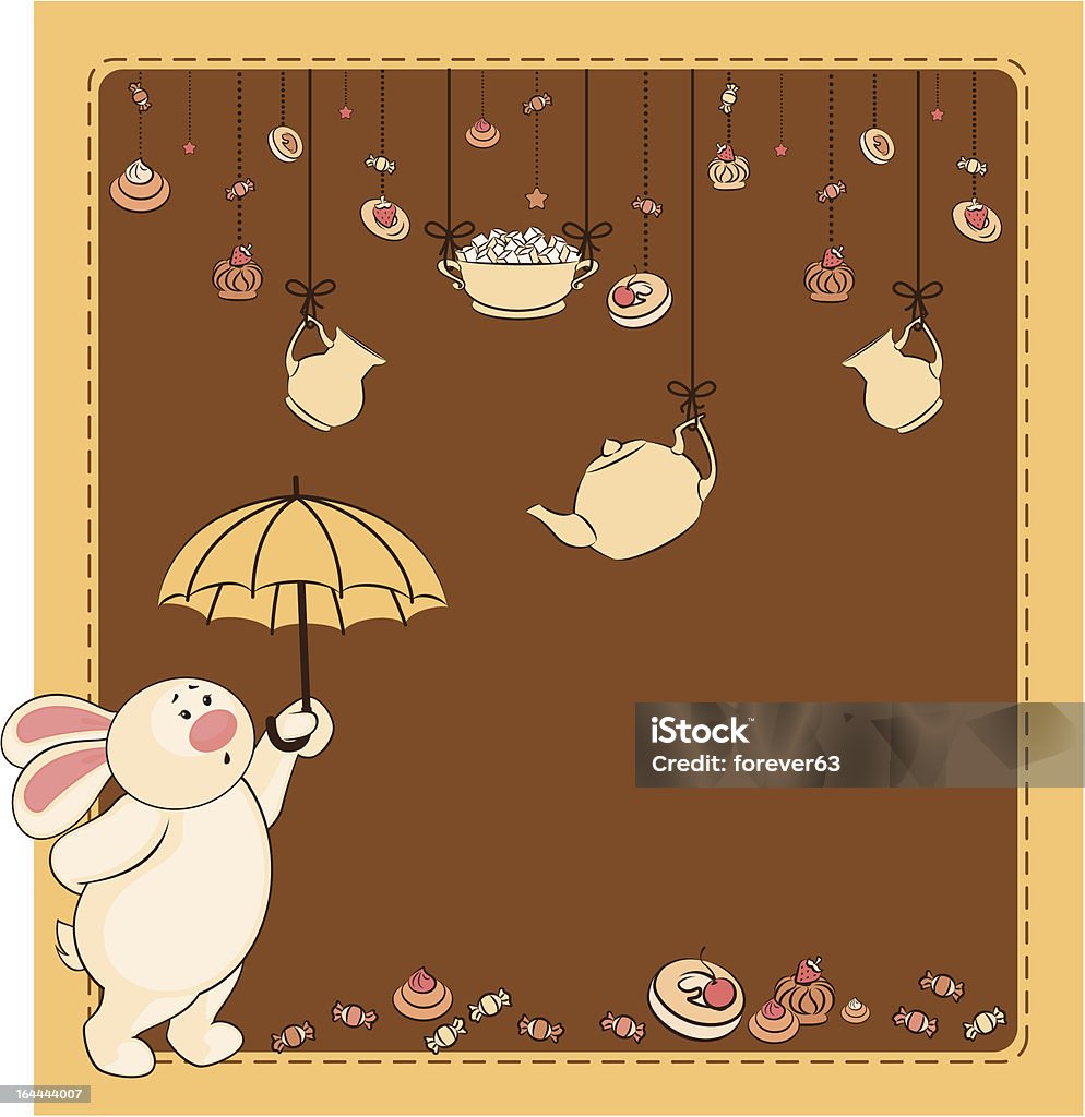 Fundo Vintage com doces Bolos e coelho. Vector - Royalty-free Animal arte vetorial