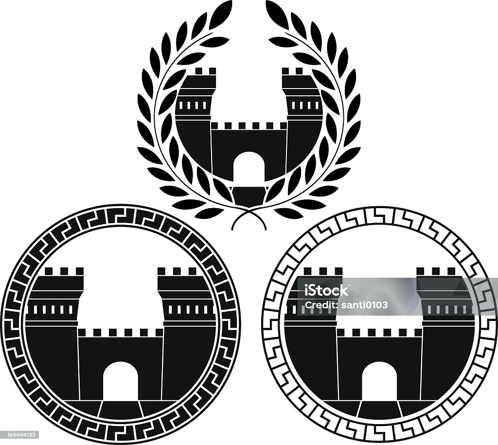 Conjunto de entrada del castillo - arte vectorial de Antiguo libre de derechos