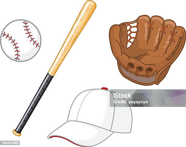 Elementos De Basebol - Arte vetorial de stock e mais imagens de Luva de Beisebol - Luva de Beisebol, Bastão de Basebol, Luva - Roupa Desportiva de Proteção