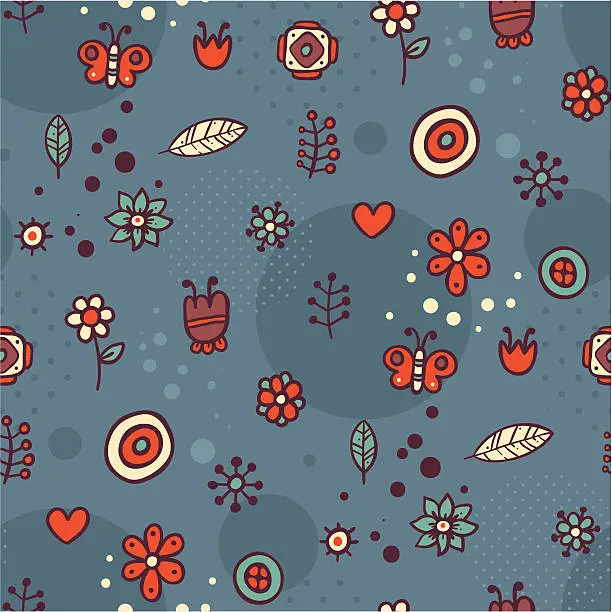 Vector illustration of Dark pattern with small cute elements