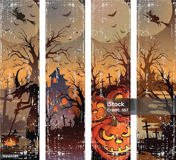 Ilustración de Juego De Halloween Banners y más Vectores Libres de Derechos de Bruja - Bruja, Amarillo - Color, Arte