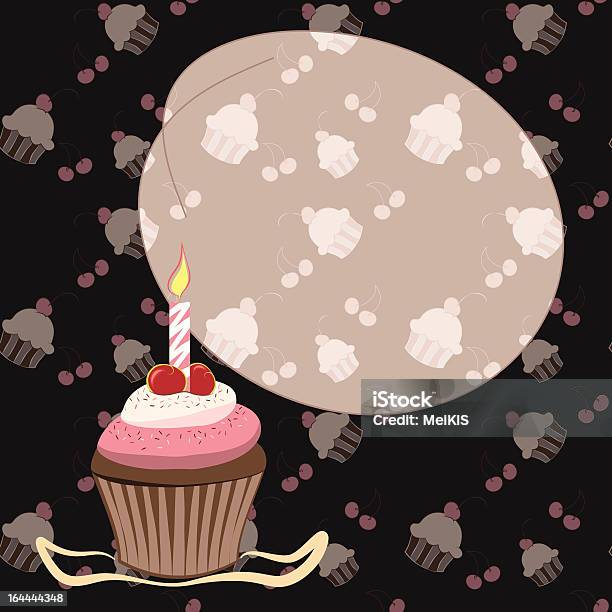 Cupcake Avec Cerise Bougie Vecteurs libres de droits et plus d'images vectorielles de 12-23 mois - 12-23 mois, Abstrait, Aliment