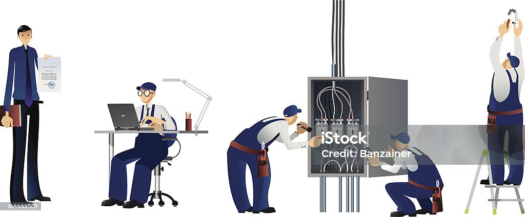 働く男性 - 電気工のロイヤリティフリーベクトルアート