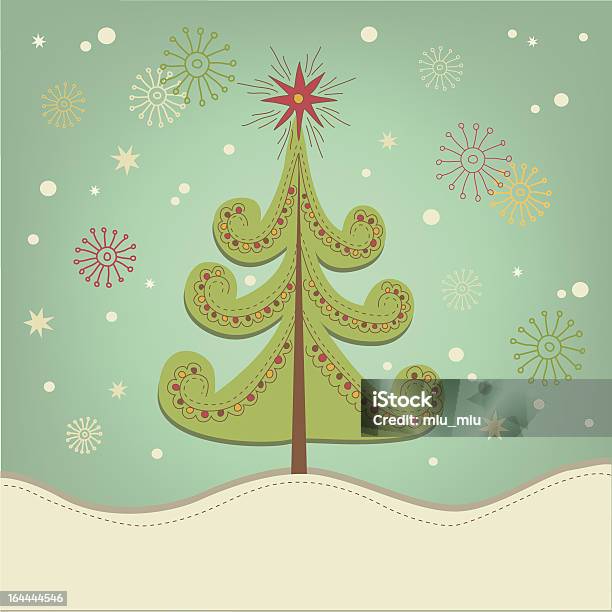 Christmas Tree Illustration On Green Background Stock Illustration - Download Image Now - Abstract, Beauty, Beauty In Nature