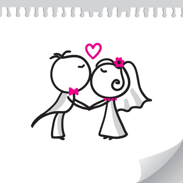 wedding couple vector art illustration