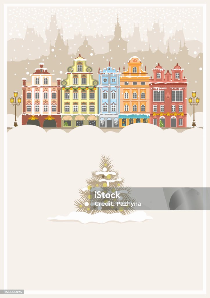 クリスマスの都会の景観 - プラハのロイヤリティフリーベクトルアート