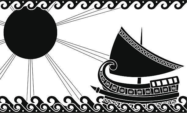 greek ship vector art illustration