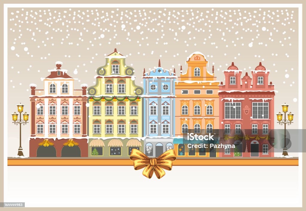 Paysage urbain de Noël - clipart vectoriel de Appartement libre de droits