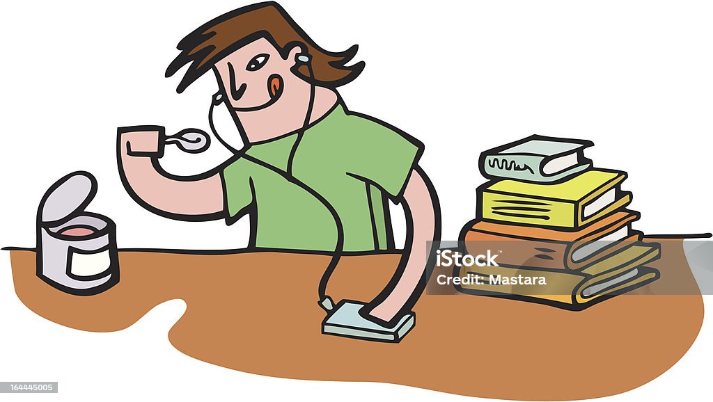 Student Eating Visual Student Eating Stock Illustration - Download Image Now - Adult, Book ...