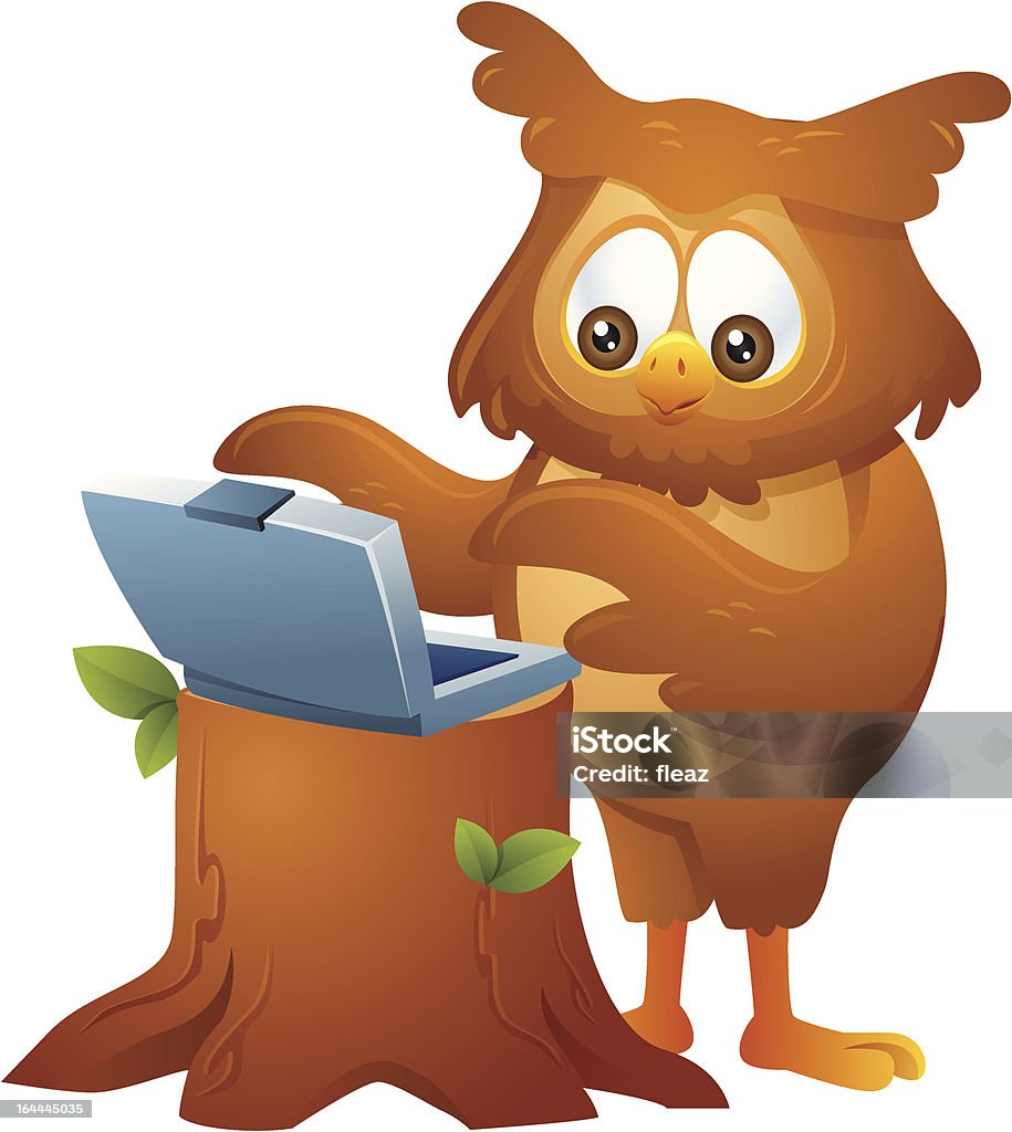Owl Computer Owl Operating A Laptop Stock Illustration - Download Image Now - Animal ...