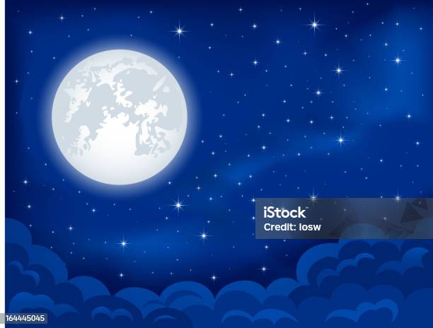 Chiaro Di Luna - Immagini vettoriali stock e altre immagini di A forma di stella - A forma di stella, Notte, Astratto