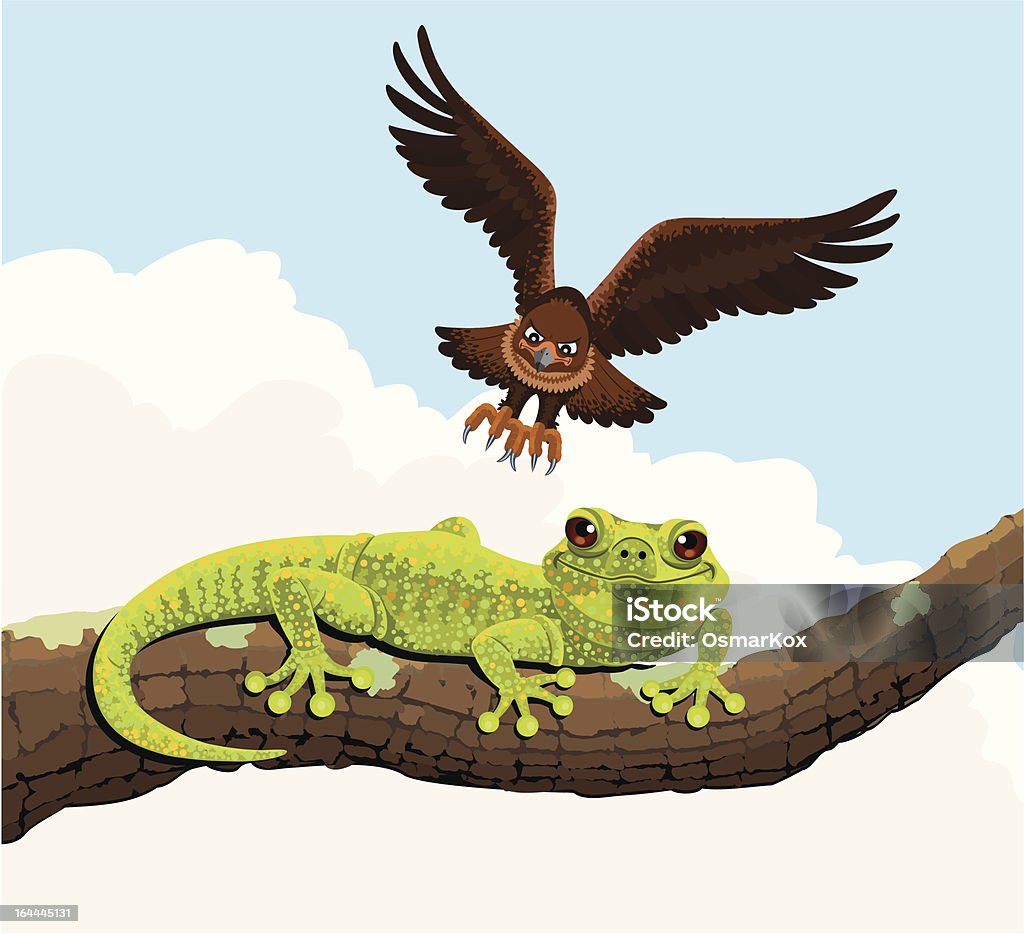 Eagle_and_gecko - Vetor de Agressão royalty-free