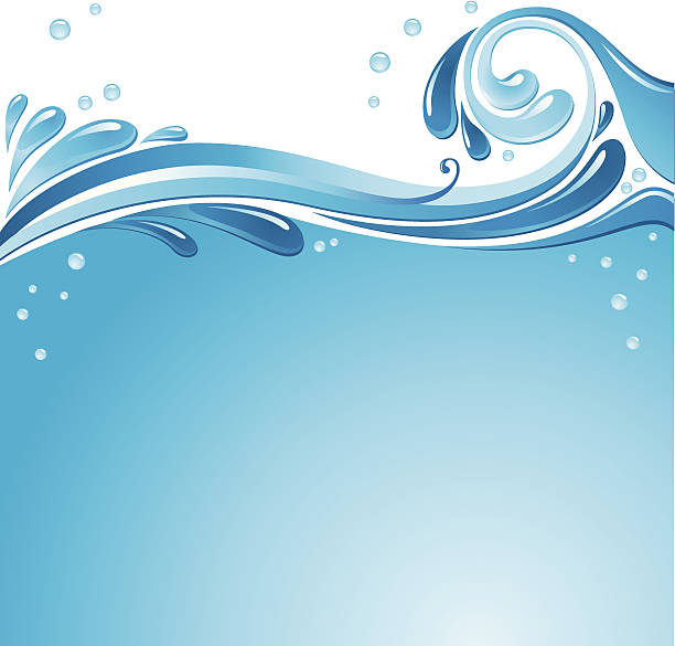 Blue water splash background with water droplets vector art illustration