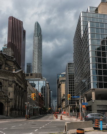 Toronto, Ontario - Younge Street with Dark clouds in the background