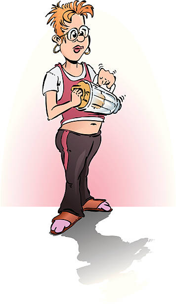 fitness-center waitress vector art illustration