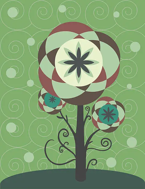 Vector illustration of decorative flower with swirls and curls