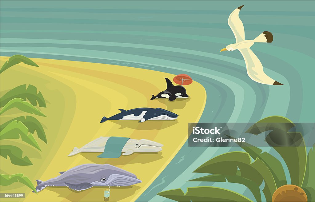 浜辺に打ち上げられたクジラ日光浴も - カモメ科のロイヤリ��ティフリーベクトルアート