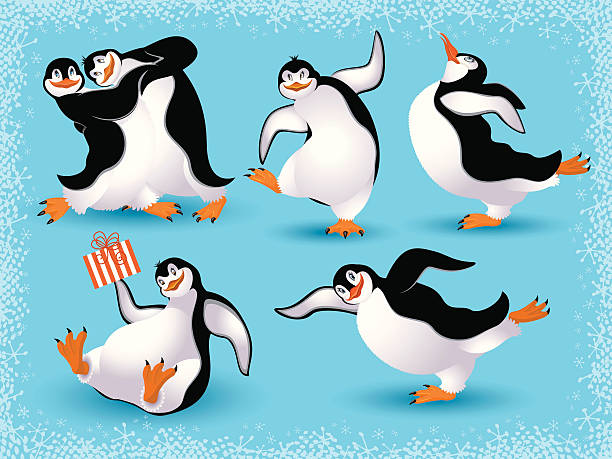 Penguins vector art illustration