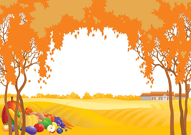 추수감사절 배경기술 - thanksgiving plum autumn apple stock illustrations