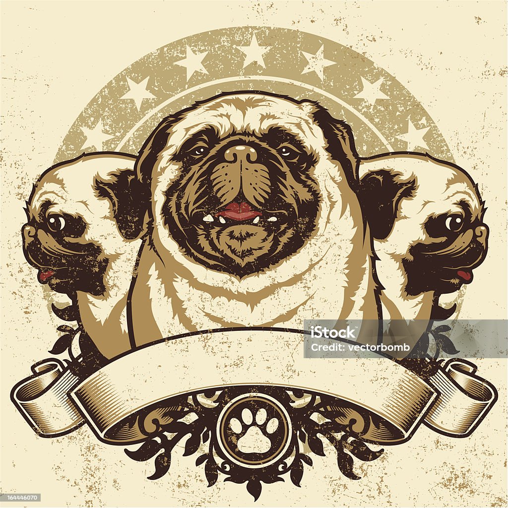 Pug Crest Design - Vetor de Pug royalty-free