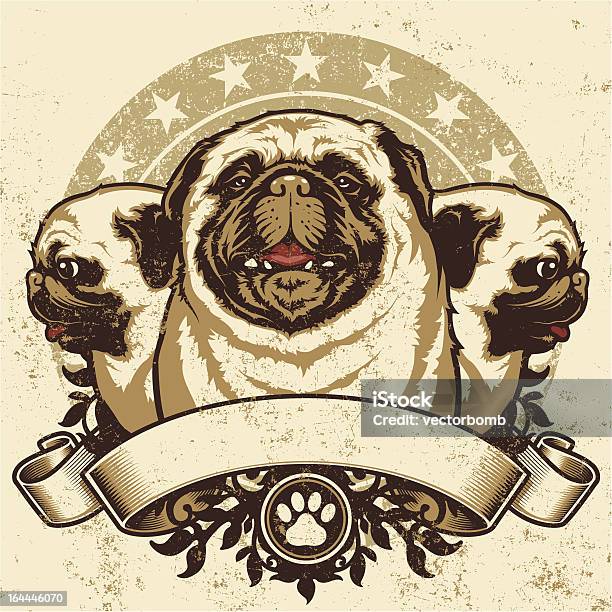 Pug Emblema Design - Arte vetorial de stock e mais imagens de Pug - Pug, Brasão, Cão