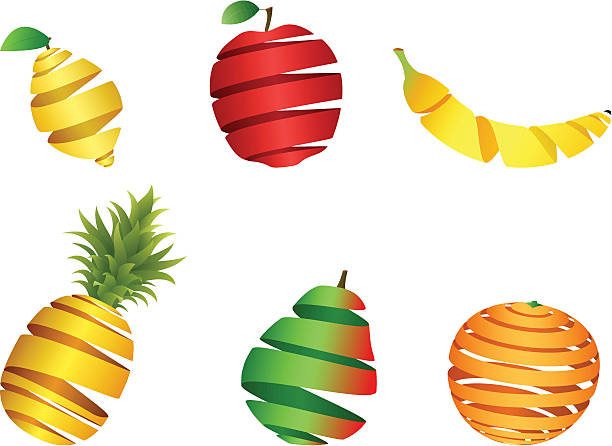 Design elements | Fruit from ribbons vector art illustration