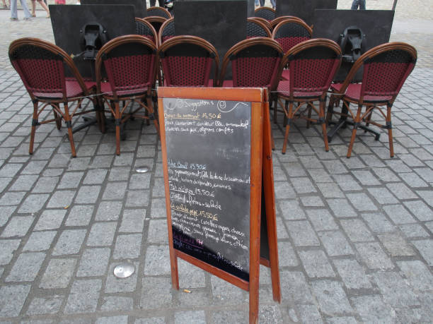 istock Manually written menu on a slate  Outdoor restaurant 1644462480