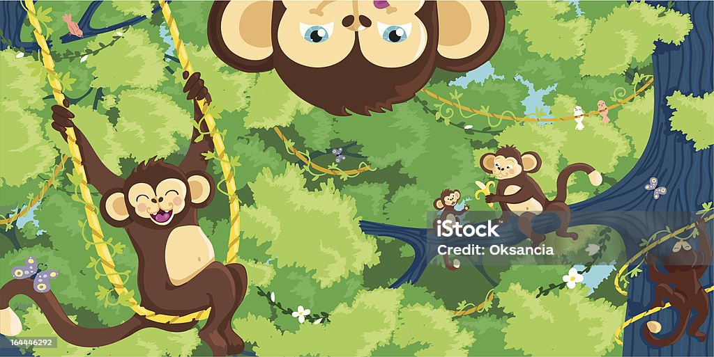 Affen spielen Vektor-Illustration - Lizenzfrei Affe Vektorgrafik