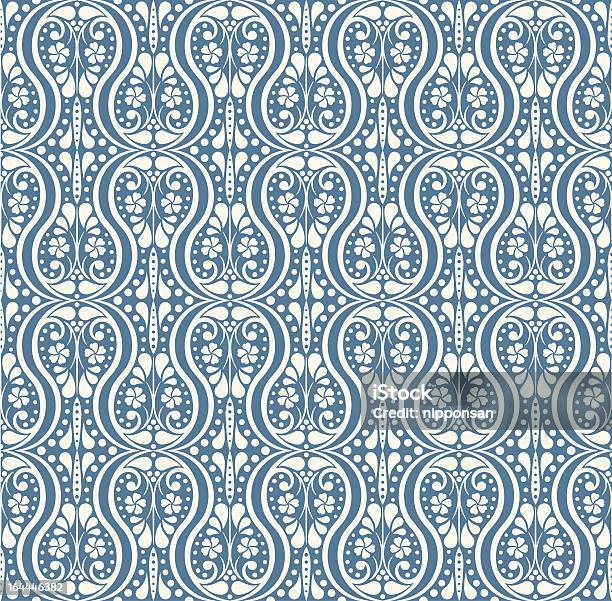 Elegante Sem Costura Papel De Parede - Arte vetorial de stock e mais imagens de Arabesco - Arabesco, Azul, Elegância