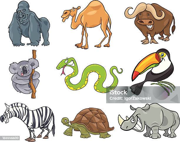 Ilustración de Conjunto De Animales De Dibujos Animados y más Vectores Libres de Derechos de Animal - Animal, Animales de Safari, Búfalo Africano