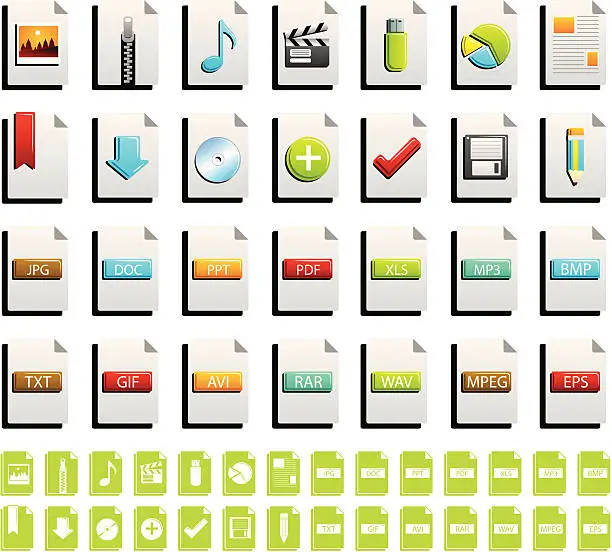 Vector illustration of Computer Document And File Format Icons - Duo Series