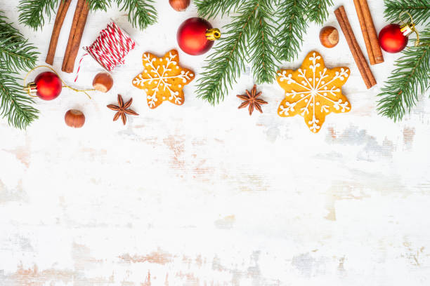 istock Christmas holiday decorations at white background. 1644468357