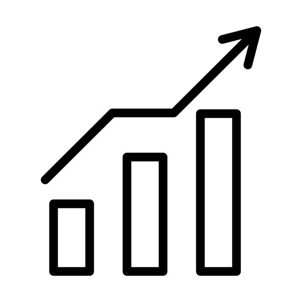 wektorowa ikona wzrostu pieniędzy. liniowa ikona biznesowa rosnącego wykresu. koncepcja finansów. zwiększ znak pieniędzy. edytowalny obrys. rosnąca ikona konturu wykresu słupkowego. - graph arrow sign chart single line stock illustrations