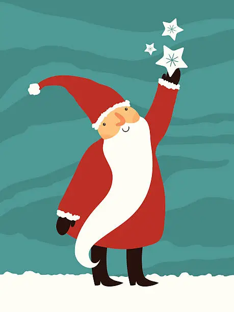 Vector illustration of Santa Claus and stars