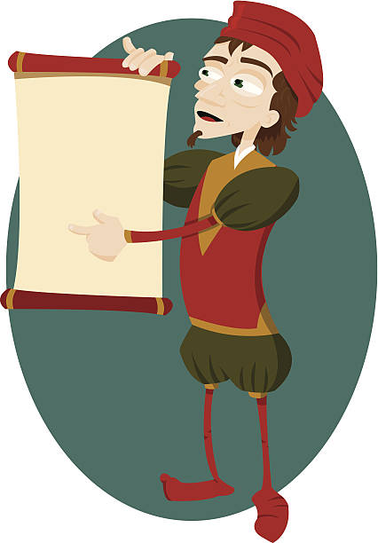 Funny Herald Showing a Blank Scroll a vector cartoon representing a funny herald showing a scroll with copy space town criers stock illustrations