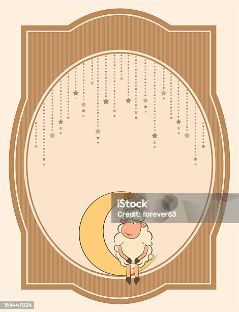 Ilustracja Przedstawiająca Ładny Owiec Na Księżyc Wektor - Stockowe grafiki wektorowe i więcej obrazów Dekoracja