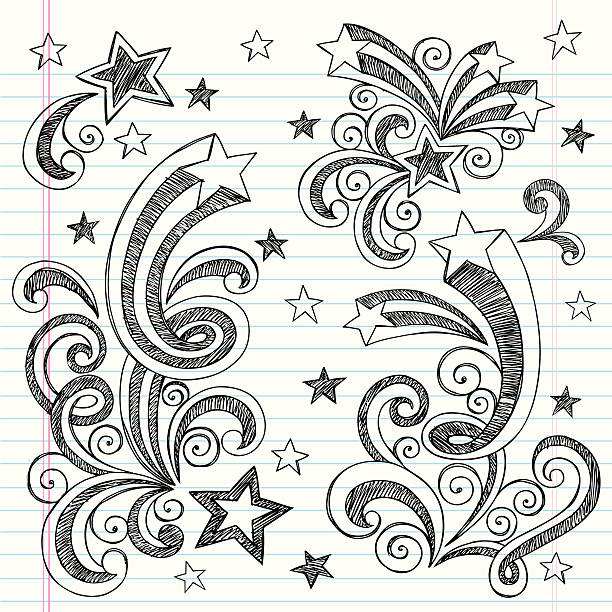 hand-drawn фотосъемка звезды эскиза ноутбук каракули - sketch pad stock illustrations