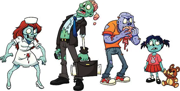 Vector illustration of Cartoon zombies