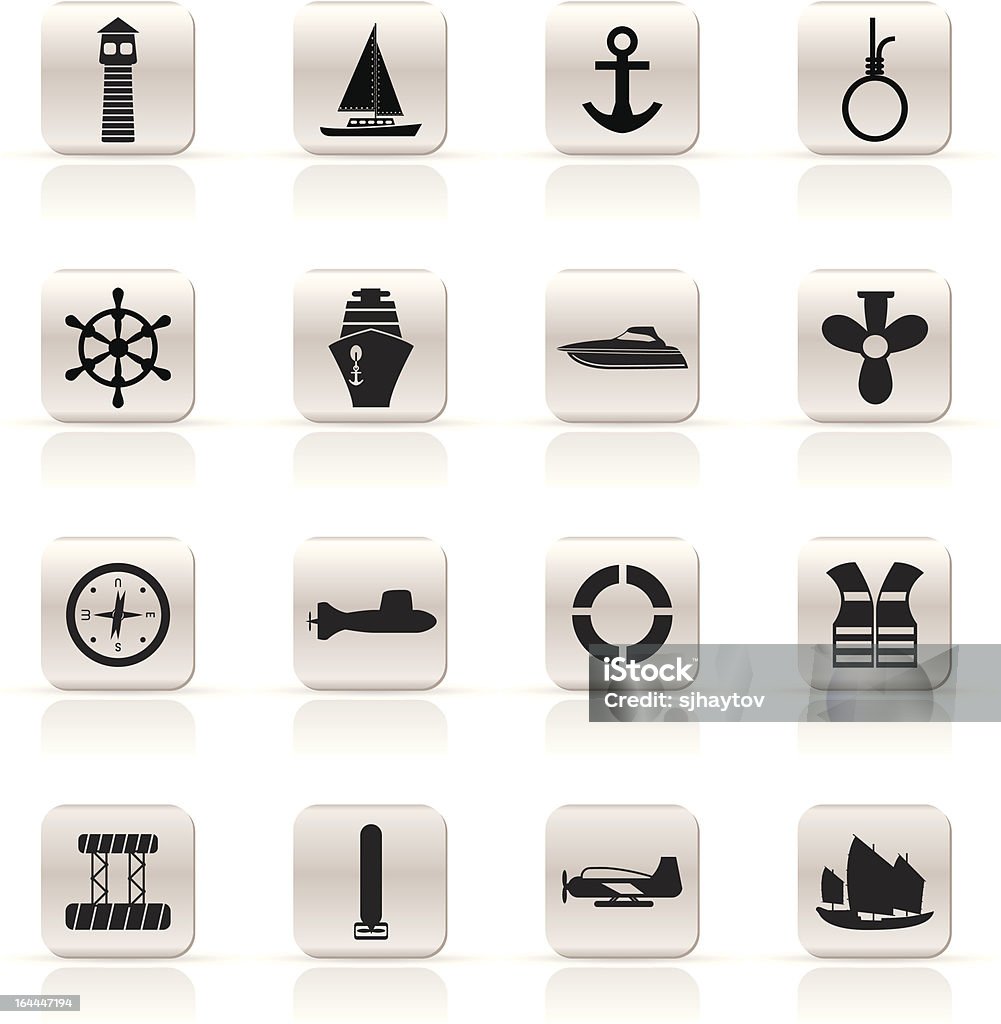 Simple Marine, Sailing and Sea Icons "Simple Marine, Sailing and Sea Icons - Vector Icon Set" Airplane stock vector