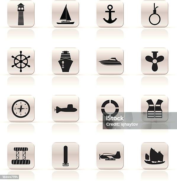 Simple Marine Sailing And Sea Icons Stock Illustration - Download Image Now - Airplane, Belt, Business