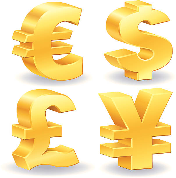 골드 통화 기호까지 - pound symbol british currency currency sign stock illustrations