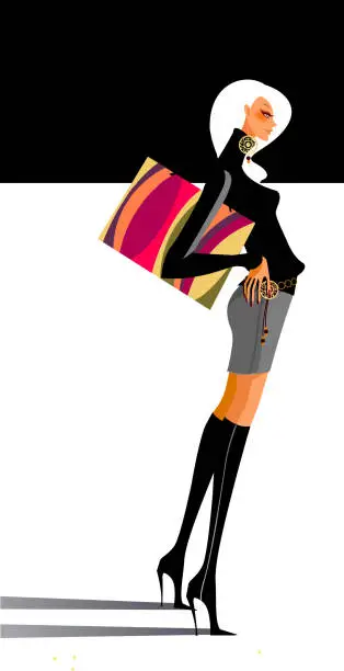 Vector illustration of Shopping girl